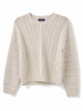 Splendid Cream Pointelle Open Knit Sweater Womens Large Oatmeal Slouchy